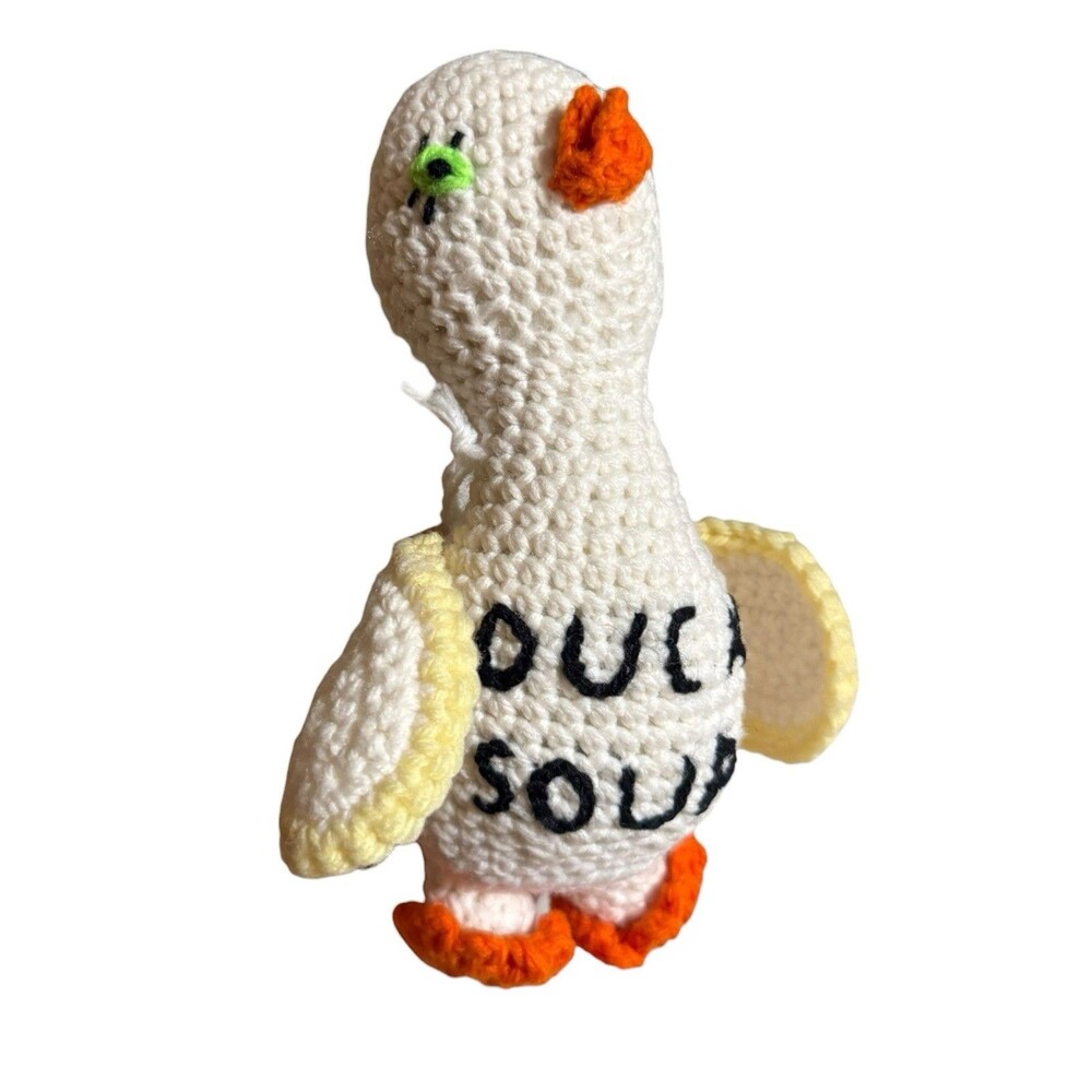 Handmade Crocheted Duck Plushie Duck Soup Green Eyes